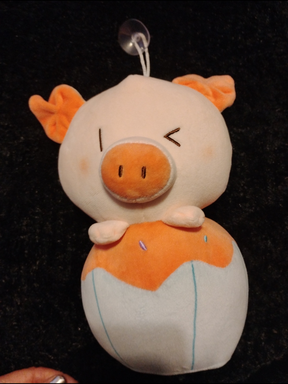 Cute Plush Pig Keychain - White and Orange